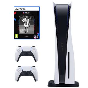 پلی استیشن 5 دیسک خور + یک کنترلر اضافه + بازی FIFA 21